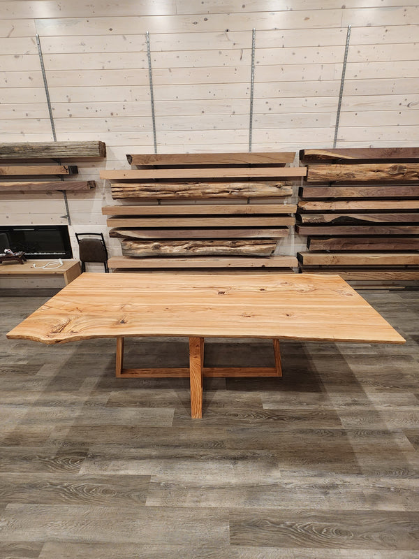 front view of red oak dining room table
