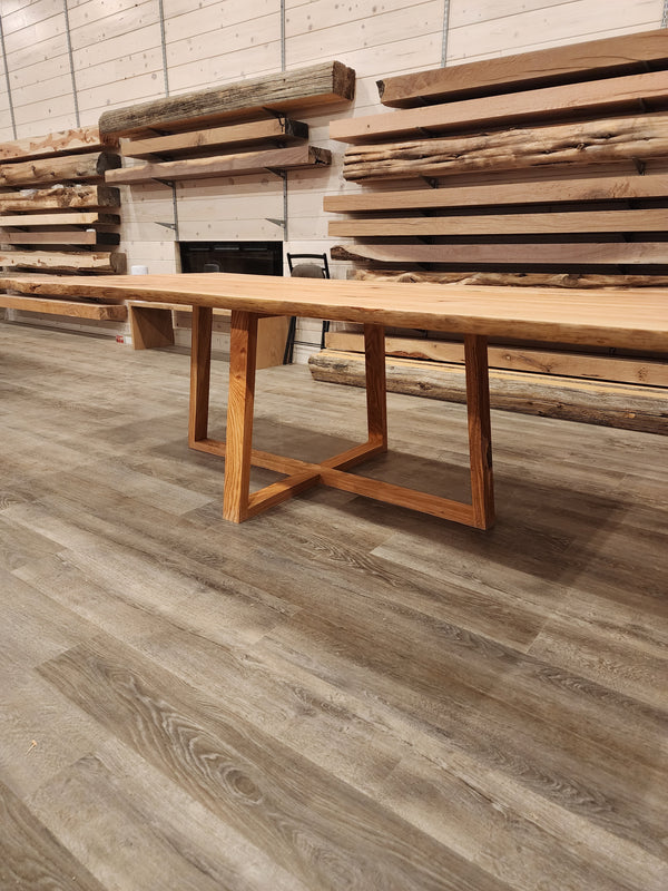 front view of red oak dining room table