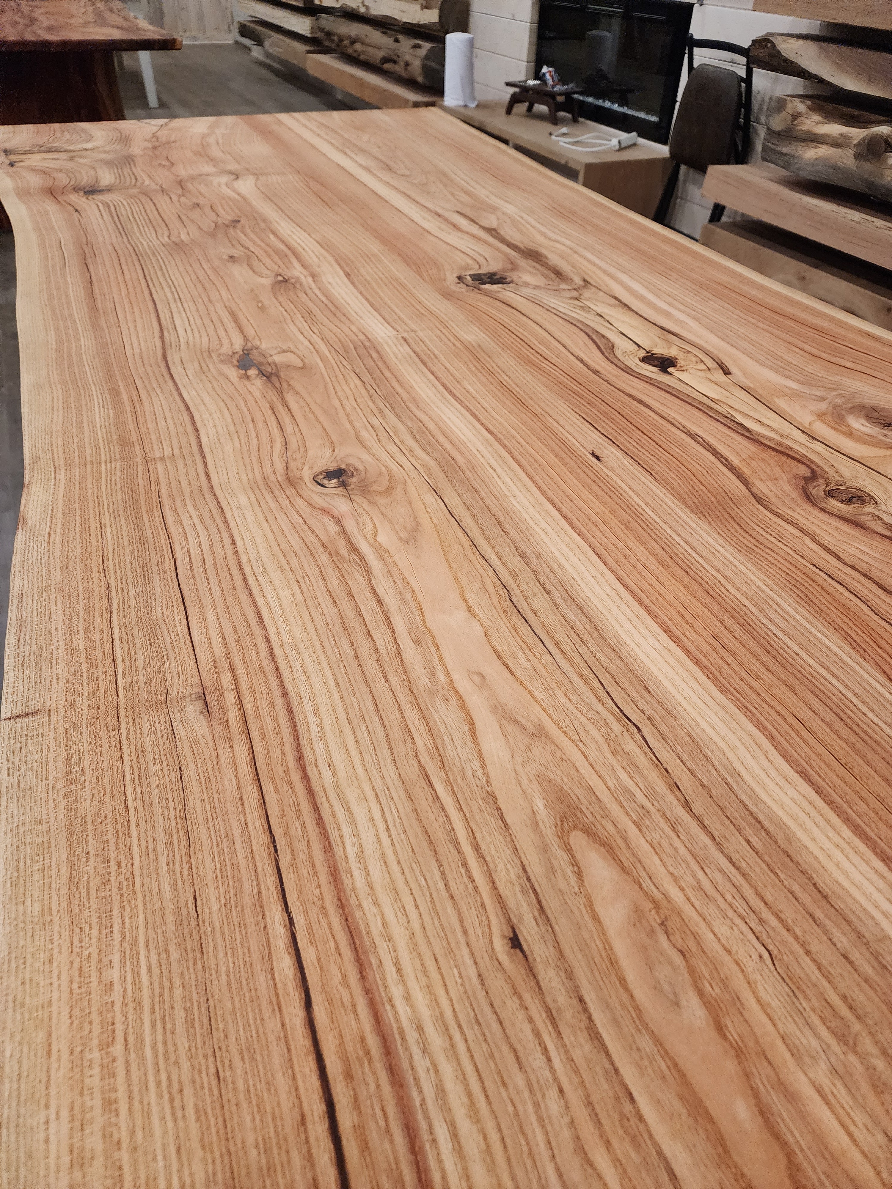 front view of red oak dining room table