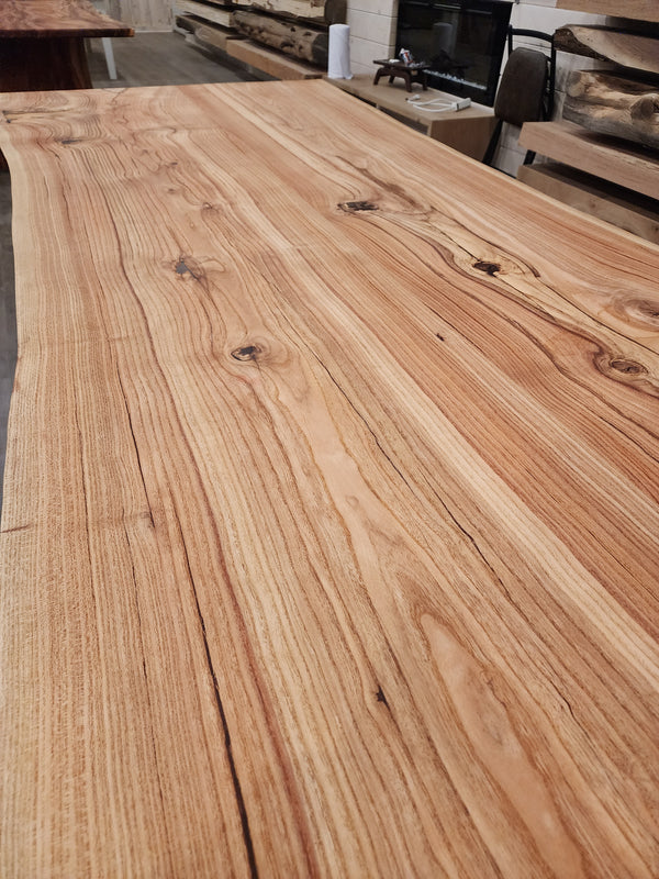 front view of red oak dining room table
