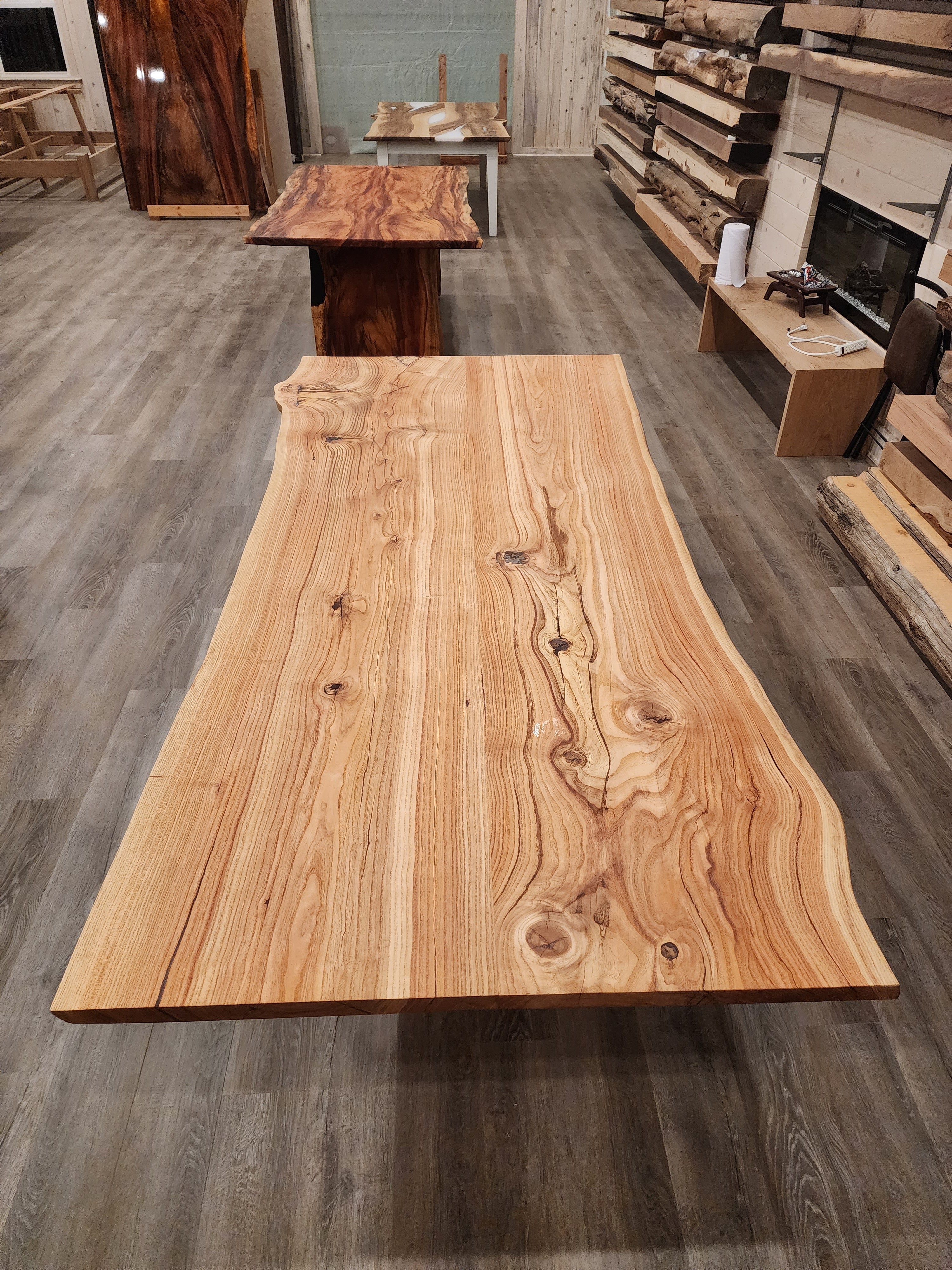 front view of red oak dining room table