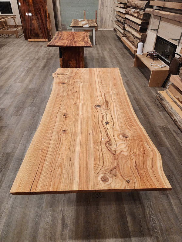 front view of red oak dining room table