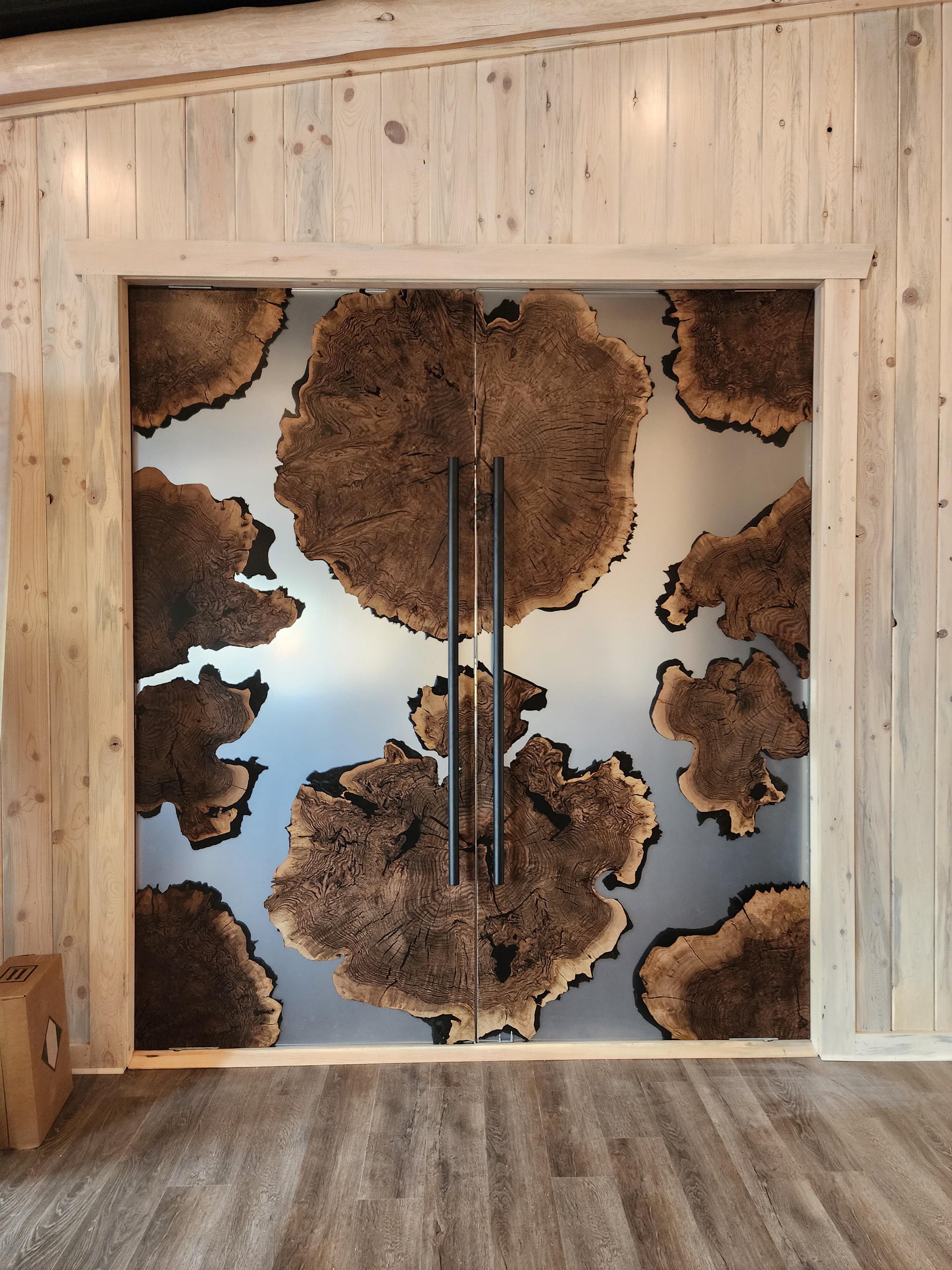 Walnut Burl Epoxy Pivot Door