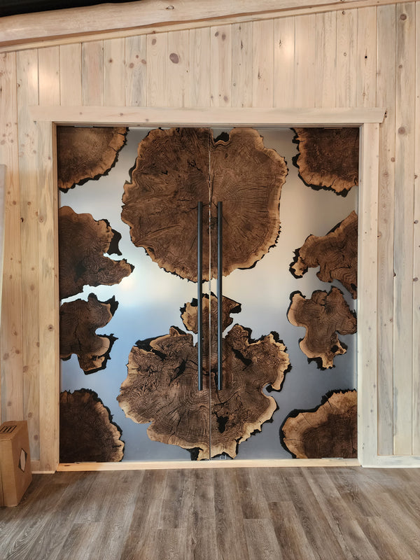 Walnut Burl Epoxy Pivot Door