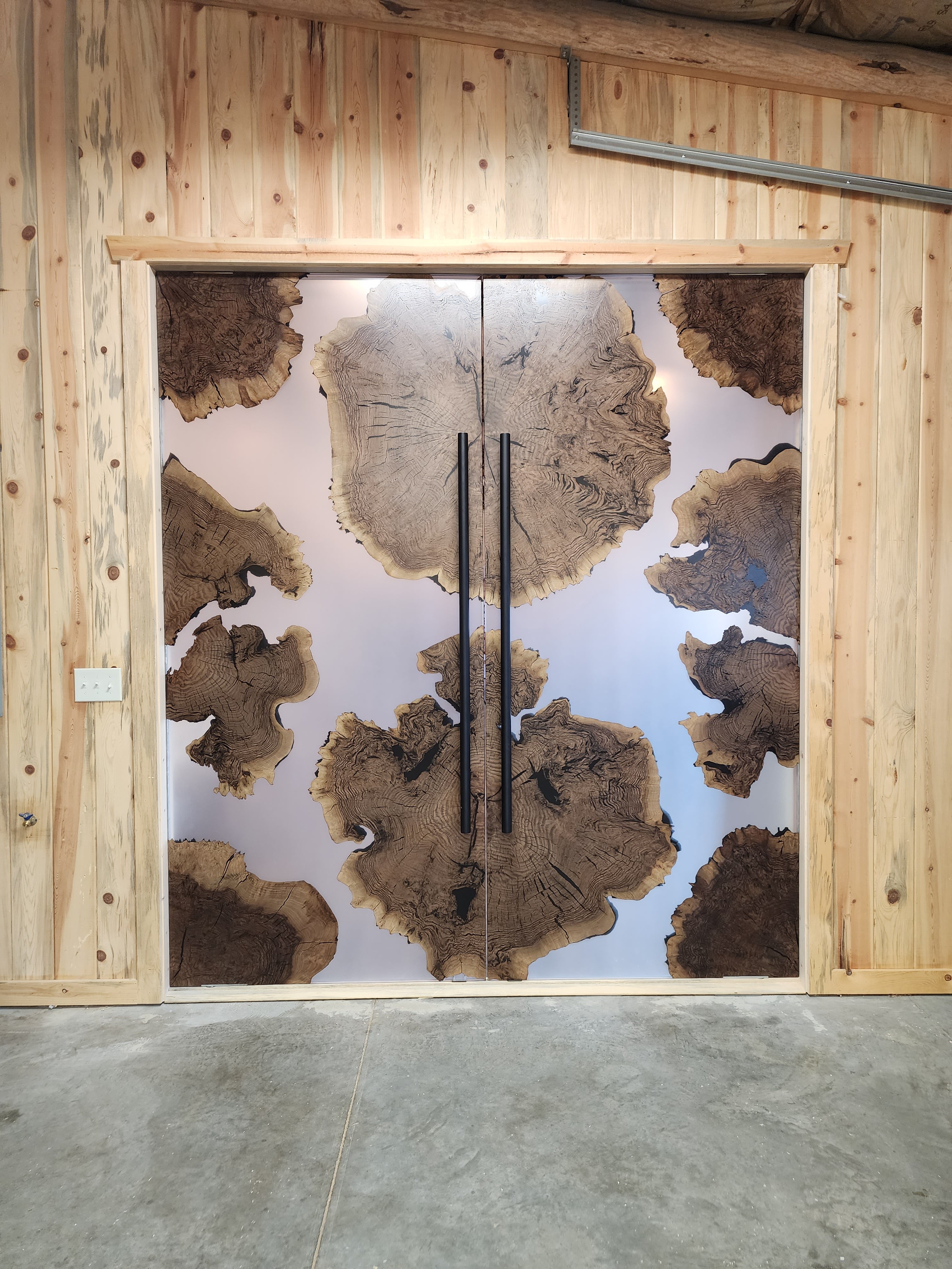 Walnut Burl Epoxy Pivot Door