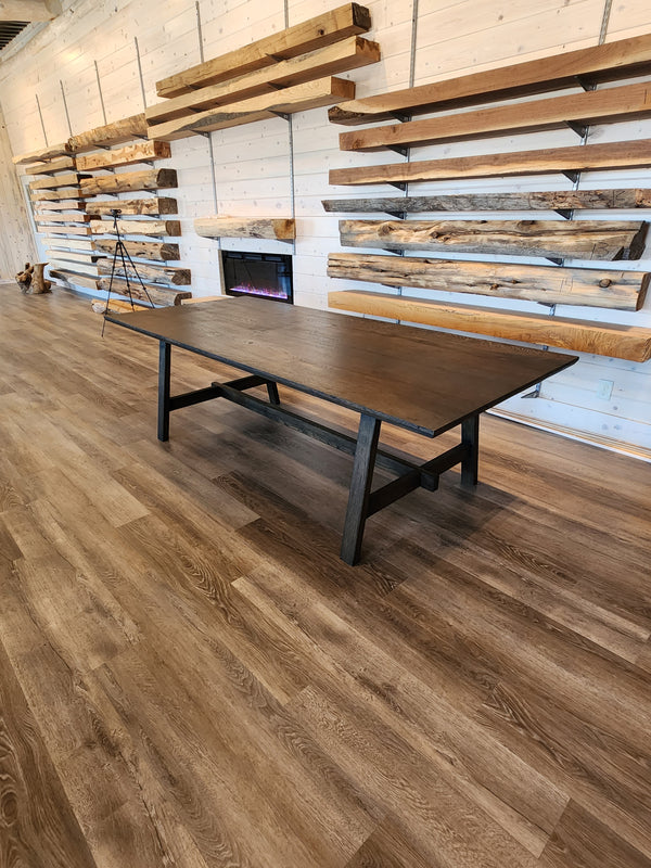 front view white oak dining table