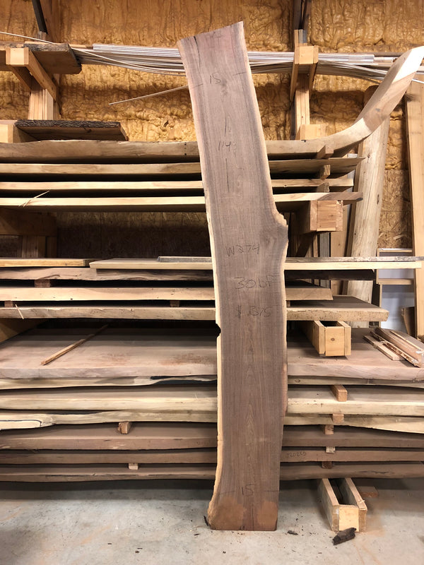 Walnut: 114" x 15" x 2" 30bf