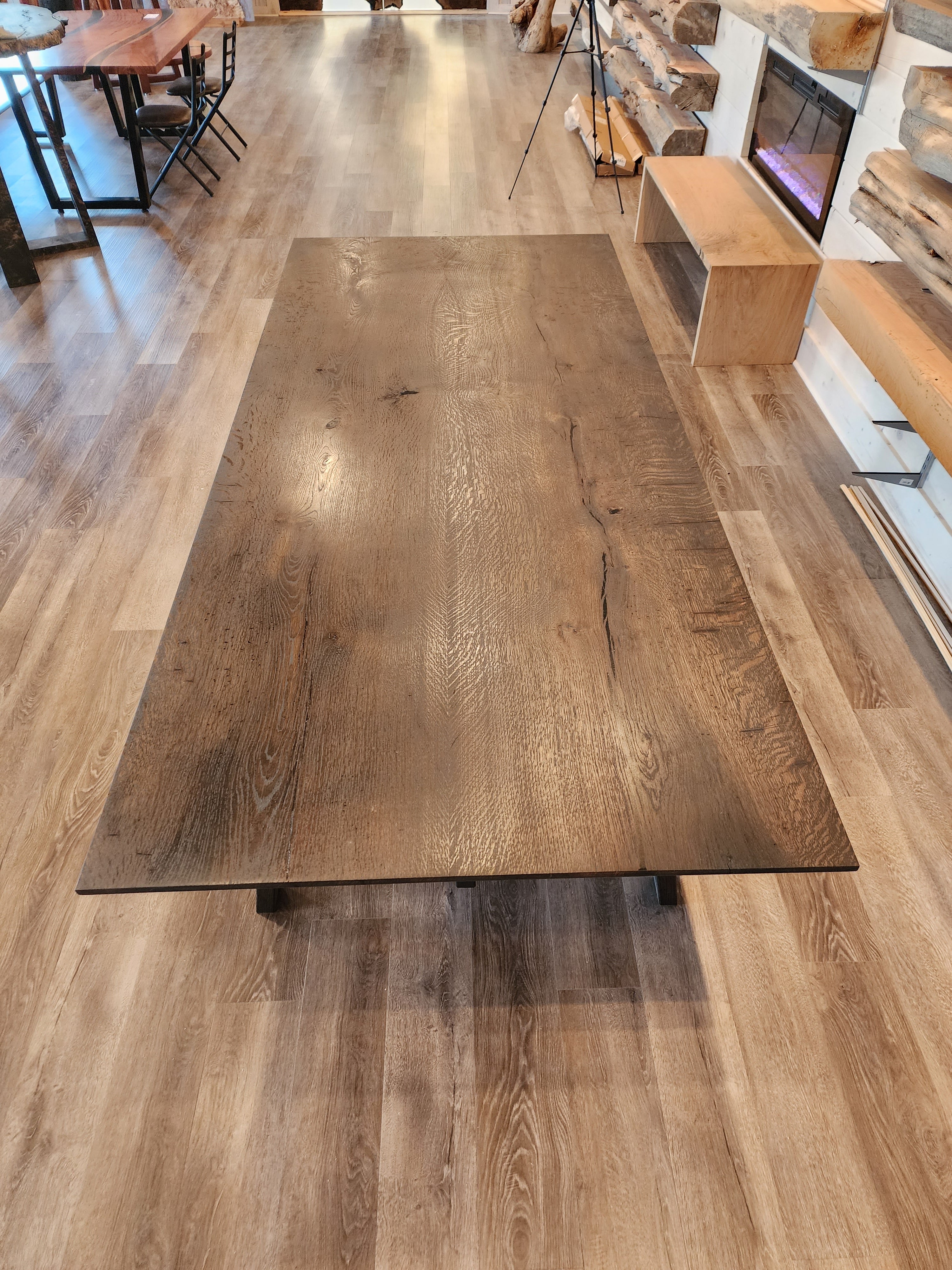 front view white oak dining table