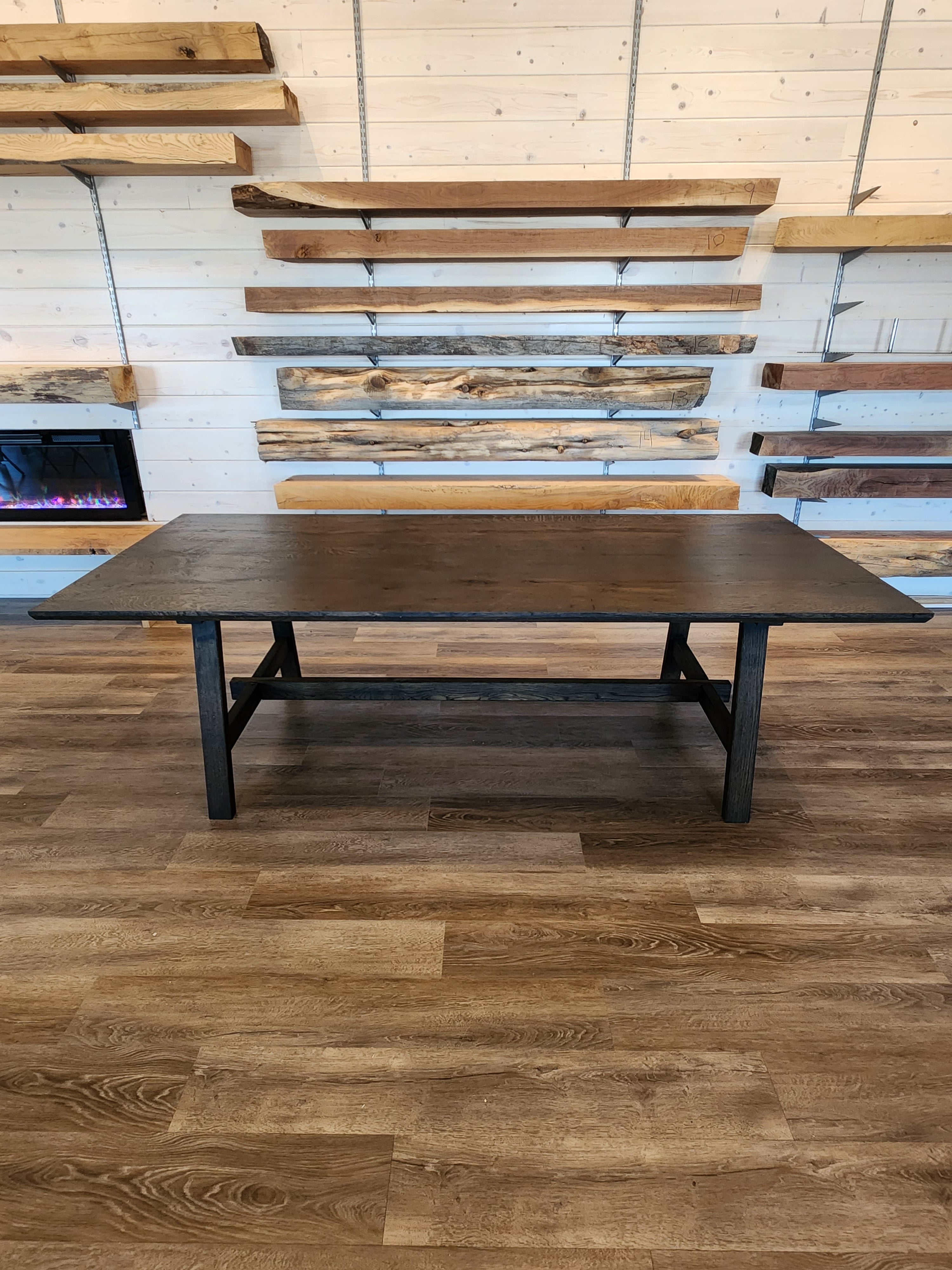 front view white oak dining table