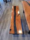 Jatoba black metallic epoxy river table set 6'