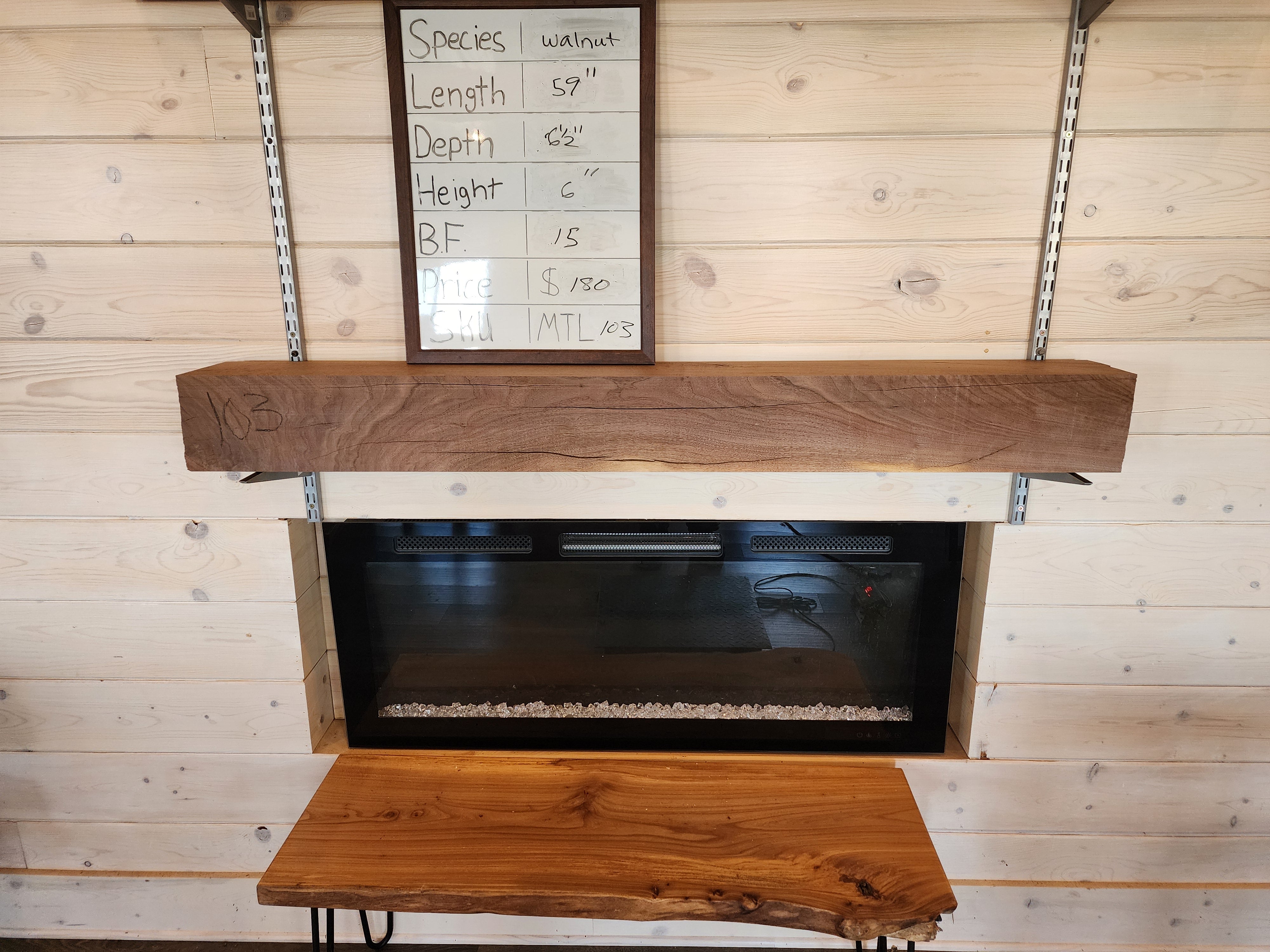 Walnut mantel 6.5