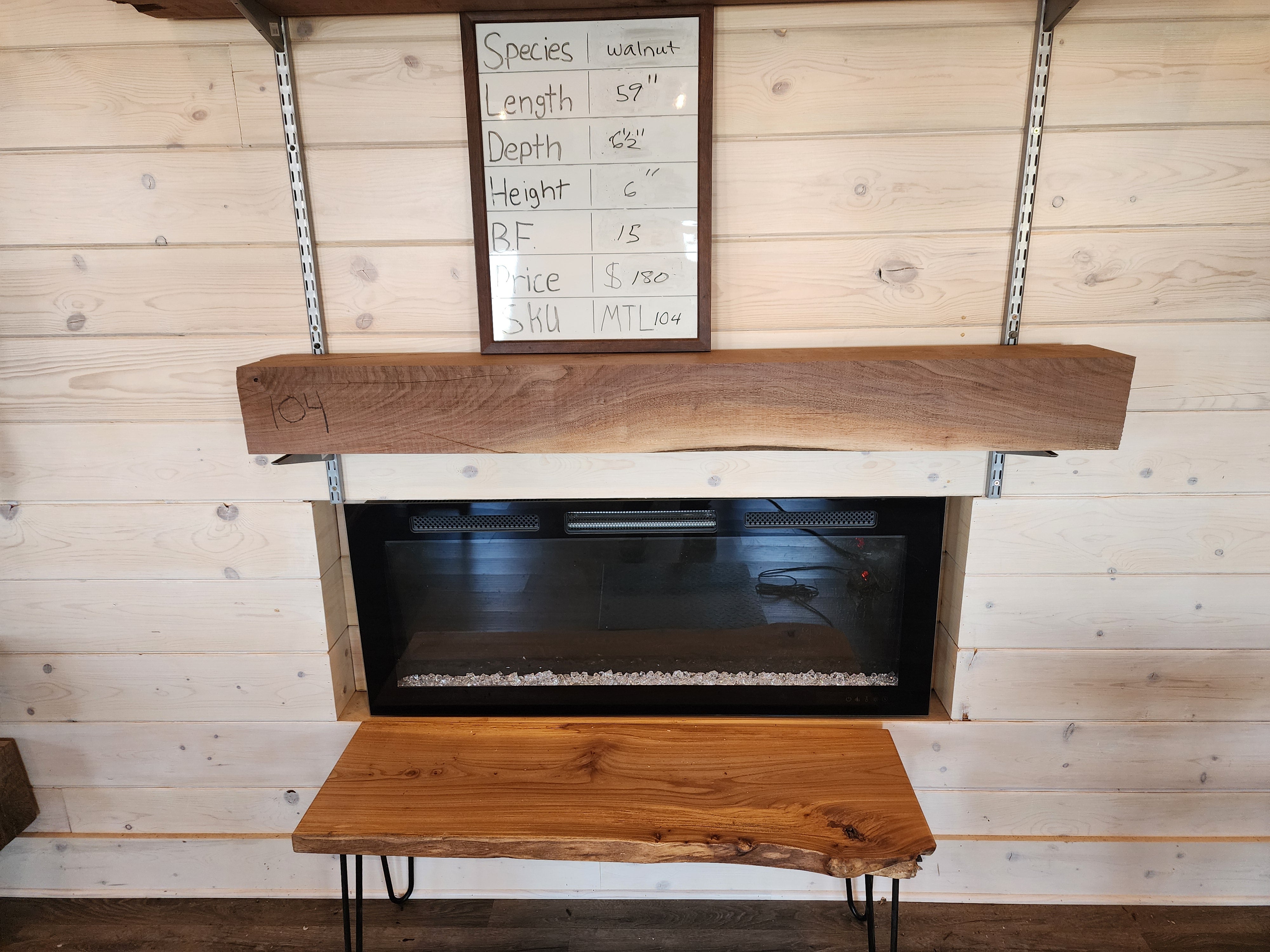 Walnut mantel 6.5