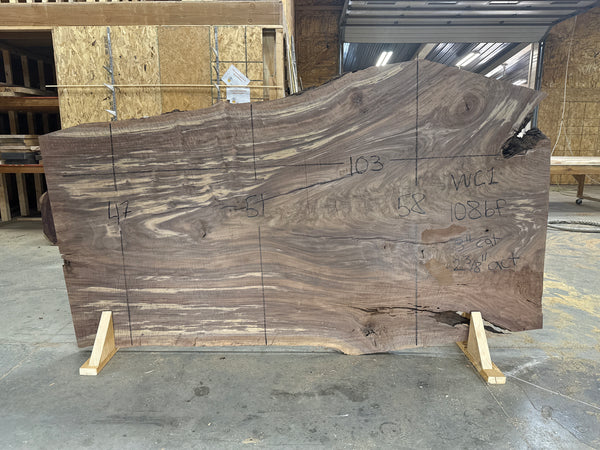 Claro walnut 103"x50"x3" wclr1